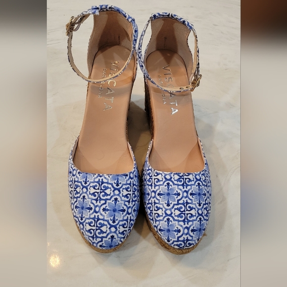 VISCATA Barcelona Cobalt Blue Platform Wedge Sandals - Picture 2 of 8